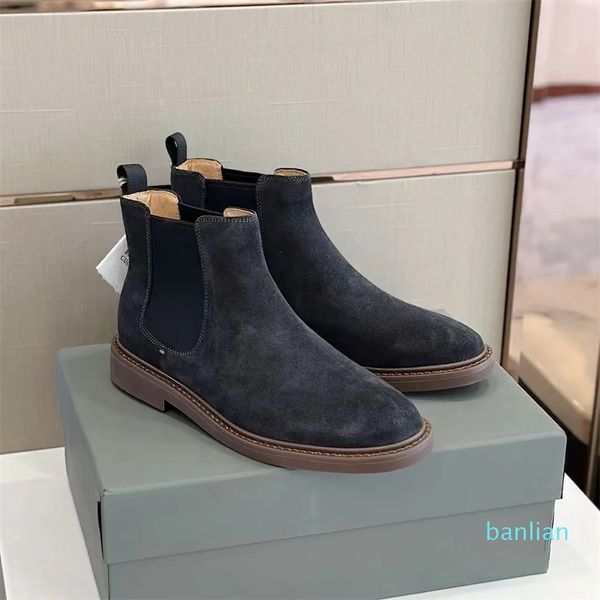 Elegante Herren Melonen Stiefeletten Sohle Wildleder Braun Beige Kleid Hochzeit Party Booties Gentleman Motorrad Bottes EU38-46