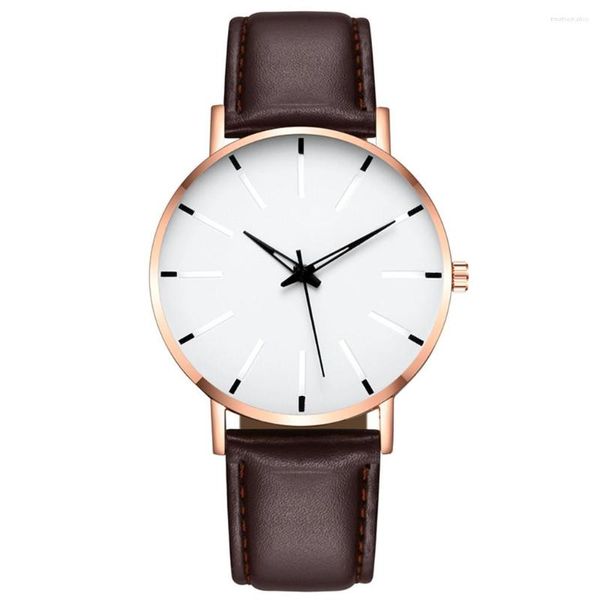 Wristwatches Luxury Men Watches Quartz Wrist Stainless Steel Dial Casual Leather Strap Bracele Watch Relojes Para Hombre Drop