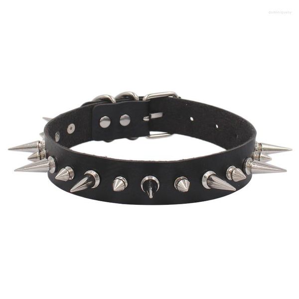 Girocollo 2023 Lungo Spike Punk Collare in ecopelle per le donne Uomini Raffreddano grandi rivetti con borchie Chocker Collana in stile gotico Accessori