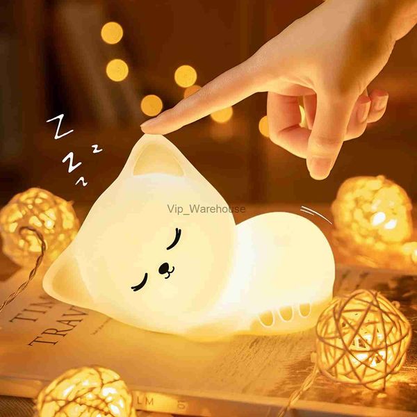 Nachtlichter Touch LED Katze Nachtlicht für Kinder Kinder USB wiederaufladbare Silikon Nachtlicht Kind Katze Lampe für Weihnachten Geburtstagsgeschenk YQ231009