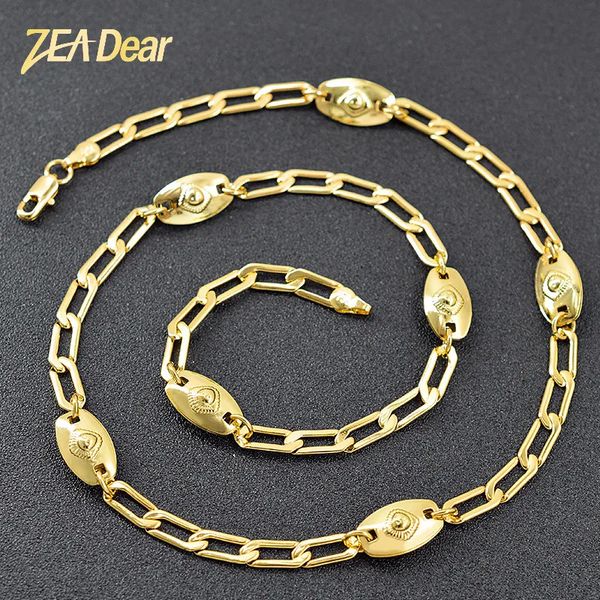 Chokers Zeadear Jóias Trendy 18K Banhado A Ouro Colar Punk Mulheres Homem Link Chain Cobre Pescoço Jóias Para Festa de Aniversário Presente de Casamento 231009