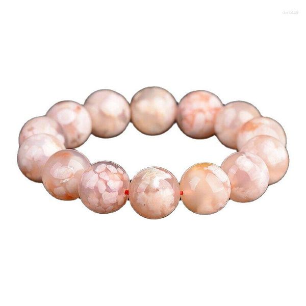 Estatuetas decorativas natural cereja ágata laranja cristal feminino contas redondas pulseira 14mm