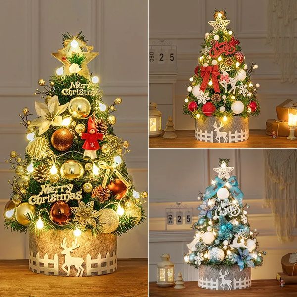 Pacchetto albero di Natale Desktop per la casa Decorazione da 45/60 cm Piccolo set con luci Materiali per decorazioni natalizie