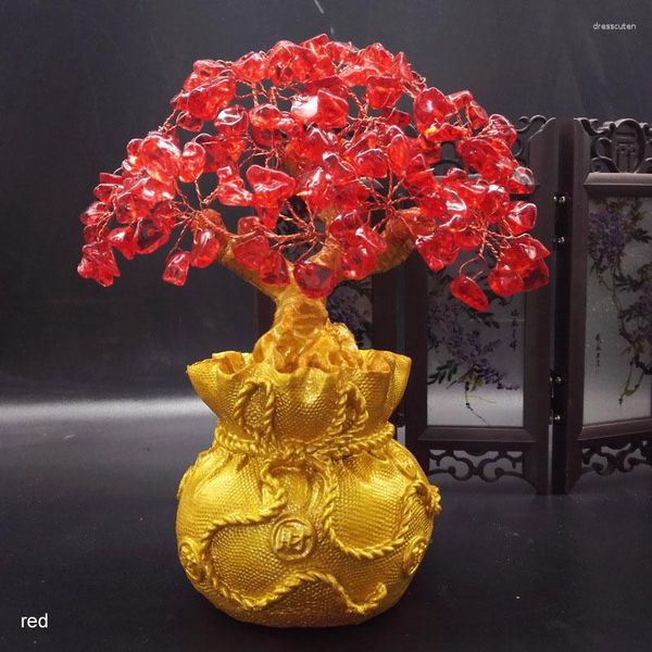 Figurine decorative Stile Bonsai Ricchezza Fortuna Feng Shui Regalo di compleanno Casa Armadietto del vino Decor Artigianato Albero dei soldi Figurine Ornamenti fortunati