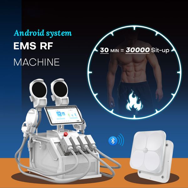 Von der FDA zugelassenes RF EMS Emslim-Gerät EMS EMT Muskelstimulatorgerät 4 Griffe Android-Bildschirm