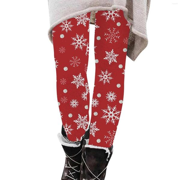 Женские леггинсы с рождественским принтом и высокой талией, эластичные обтягивающие женские теплые комплекты, подвязки до бедра, удобная одежда