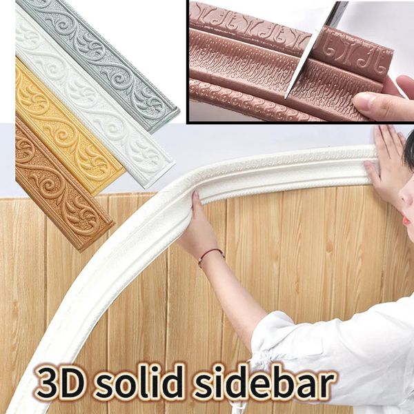 Adesivos de parede 3D espuma borda tiras autoadesivas à prova d 'água rodapé canto cintura linha adesivo papel de parede fronteira casa decorações 231009