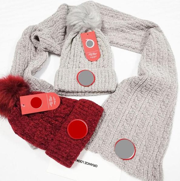 Sciarpe per cappelli lavorati a maglia invernali e autunnali Set berretti in ciniglia all'uncinetto da donna alla moda Sciarpa morbida e calda