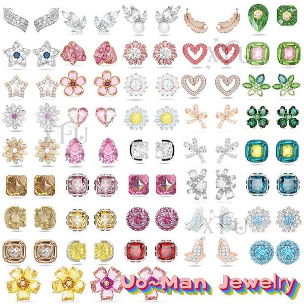 Серьги-гвоздики, оригинальные модные украшения 2023, высокое качество, зеленый, розовый, с кристаллами, женский подарок для вечеринки, логотип группы