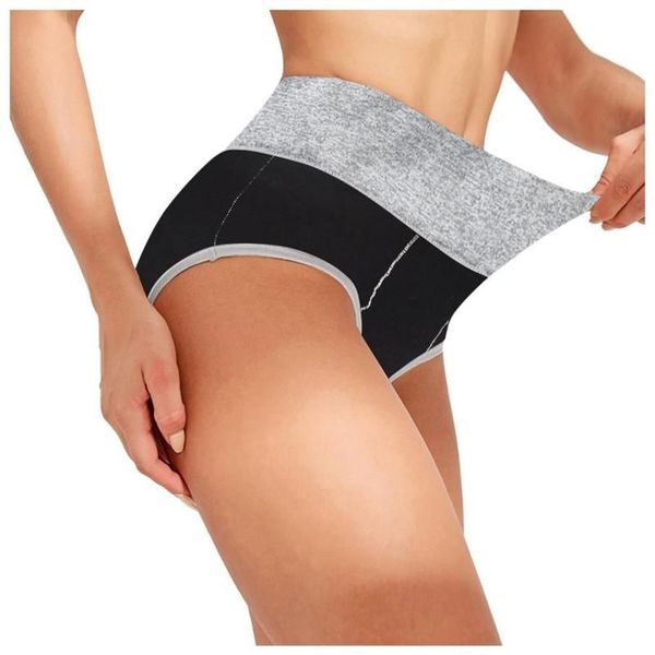 Calcinha feminina fashsiually high-rise algodão calcinha mulheres cor sólida retalhos briefs roupa interior calcinha respirável respirável206l