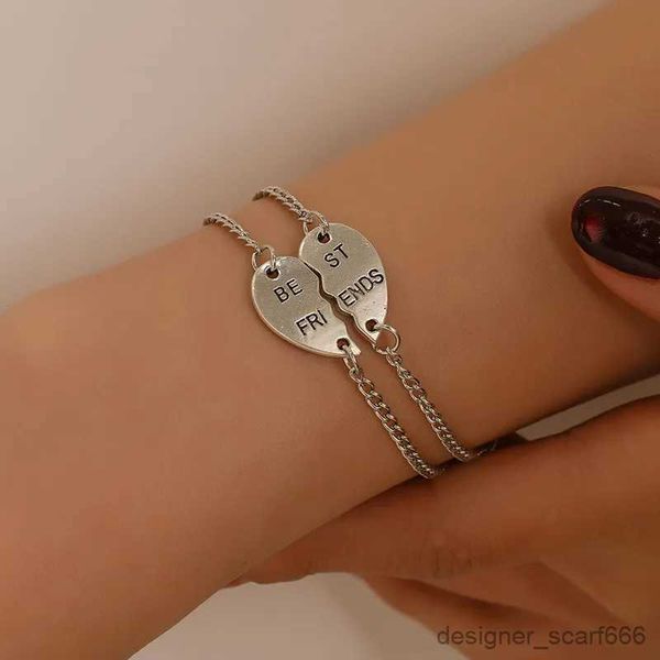 Charme pulseiras melhores amigos pulseiras para coração forma corrente pulseira para mulheres meninas pulseira de volta às aulas jóias r231009