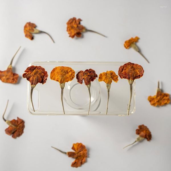 Dekoratif Çiçekler 5-7cm/12 PCS Preslenmiş Marigold Mini Chrysanthemum Gerçek Çiçek Diya Damla Sakız Mobil Kabuk Po Çerçevesi Masa Lamba Tırnak Yüzü