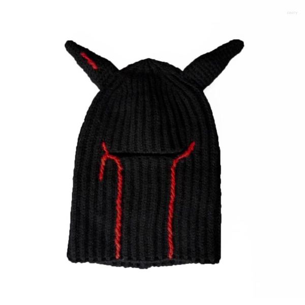 Berretti Bellissimo cappello in corno per ragazze Cappelli Regalo Amico Berretto morbido all'uncinetto Y2K Diavolo Divertente