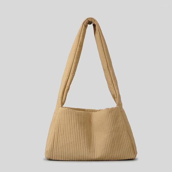 Borse da sera Borsa a tracolla trapuntata casual da donna con tracolla larga Borsa a tracolla imbottita in nylon Borsa shopper semplice 2023 Inverno