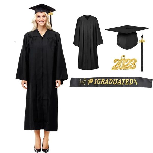 Costume a tema 2023 Abito di laurea e Cap con Tassel UNISEX Academic High School University Ceremony 231009