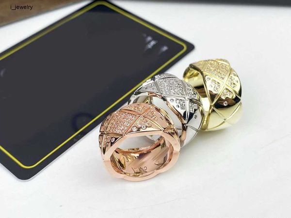 Designer feminino anel diamante incrustado anéis de casamento moda três cores opcionais jóias casal anéis # incluindo caixa