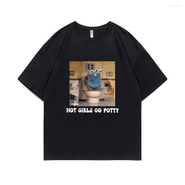 Magliette da uomo Divertenti Tutter Girls Go Potty Time T-shirt unisex Kawaii Cute Mouse Graphic Tshirt Uomo Donna Moda Casual Oversize