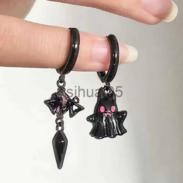 Colares de pingente Y2K 2000s Estético Estilo Fantasma Piercing Dangle Brincos para Mulheres Gótico Doce Punk Preto Cor de Ouro Moda Jóias Presente de Festa x1009