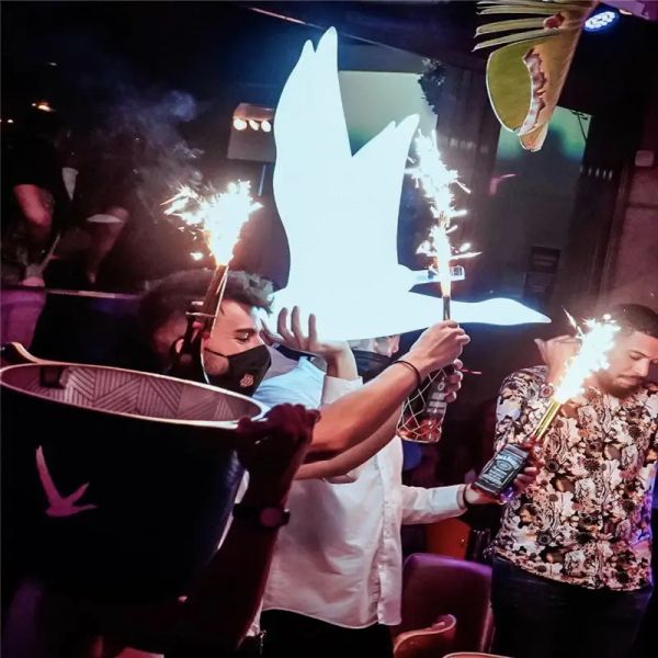 Boate iluminado cinza ganso garrafa de vodka glorificador champanhe apresentador vip mesa serviço bandeja sinal néon para restaurante bar