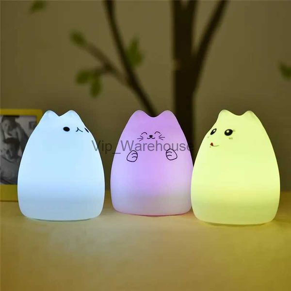 Luci notturne USB ricaricabili LED Luce notturna colorata Animale Gatto stile Silicone Respirazione morbida Cartoon Lampada per la scuola materna del bambino per il regalo dei bambini YQ231009