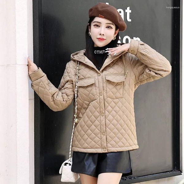 Casacos de Trench das Mulheres Jaqueta de Inverno Mulheres Parkas Quente Casaco Acolchoado Com Capuz Single-Breasted Outerwear Moda Solta Casual Roupas Curtas de Algodão