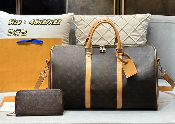 borsa di design da uomo borsa da viaggio in pelle stile classico borsa da esterno nuovissima combinazione di due pezzi