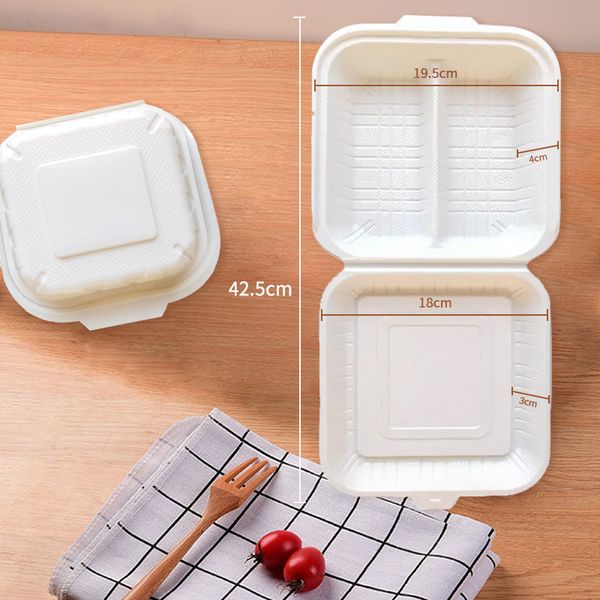 Embalagem de caixa dupla descartável embalagem de plástico americano takeaway arroz café da manhã quadrado cachorro-quente hambúrguer personalização recipiente de preparação de refeição recipientes de almoço