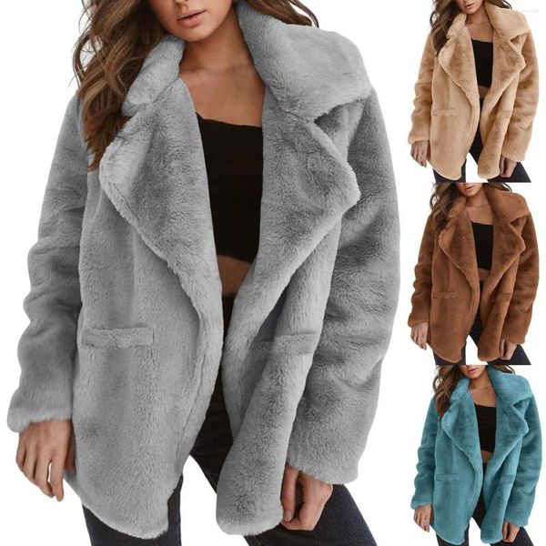 Damenjacken, Mantel, verdickte Strickjacke, einfarbig, Winter, doppelseitiges Fleece, Revers, Schnee, warmer Mantel, große Jacke, Oberbekleidung