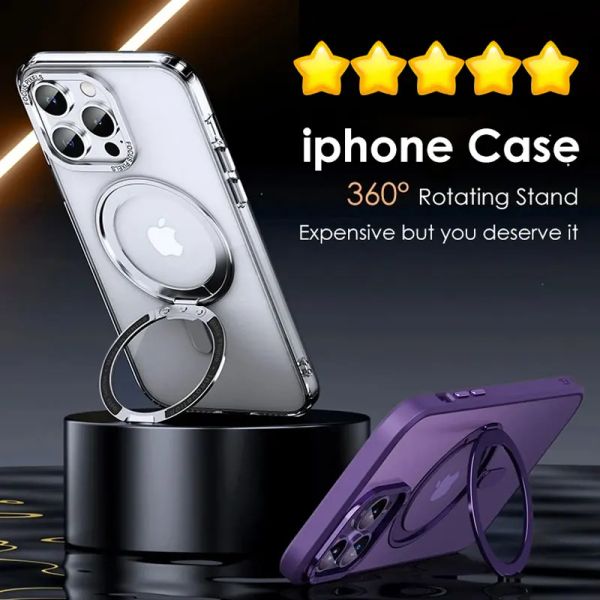 Iphone 15promax Fulcrum Shell Apple 14 13 12 Telefon mattierter Ständer 360-Grad-Magnettelefonhülle