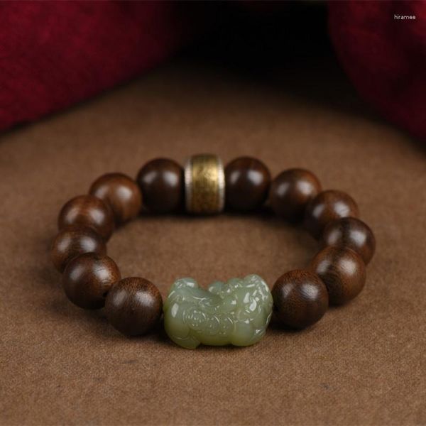 Link Armbänder Natürliche Brunei Agarwood Armband Männliche Buddha Perlen Affe Gesicht Original Licht Luxus Hetian Jade Geld Zeichnung Pi Xiu