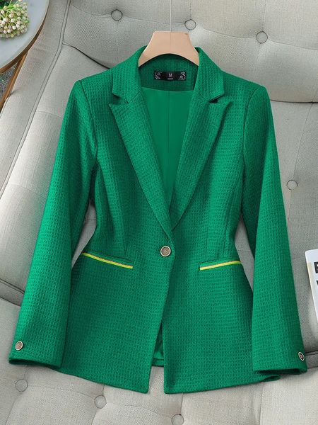 Abiti da donna Blazer Blazer formale Donna Arancione Verde Nero Autunno Inverno Donna Manica lunga Bottone singolo Giacca da lavoro da lavoro 231007