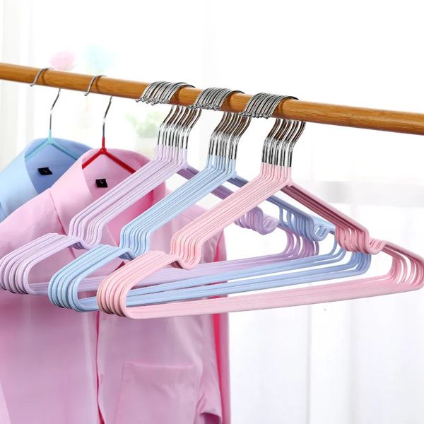 Cabides Racks 10 Pçs / Set Crianças Adulto Cabide MetalPVC Não-Slip Roupas Secagem Rack Doméstico Crianças Roupas Organizador Cabides Gancho 231007