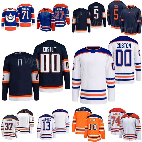 Hockey Heritage Classic 5 Cody Ceci Jerseys 37 Warren Foegele 13 Mattias Janmark 74 Stuart Skinner 71 Ryan McLeod 27 Brett Kulak 10 Derek Ryan Reverse Kids Uomo Donna