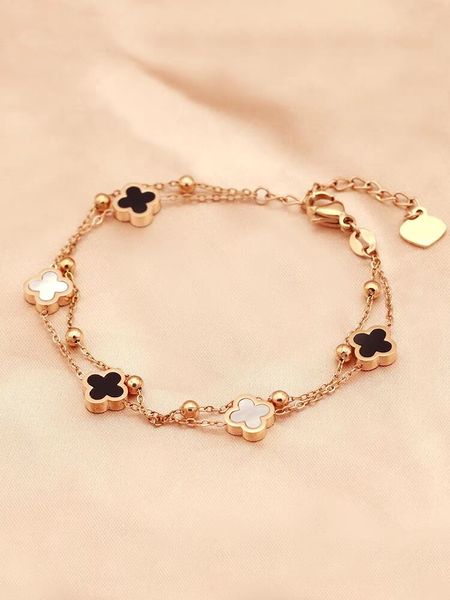 Klasik Tasarımcı Bilezik 6 Flowers Tasarımcı Mücevher Cleef Charm Kadınlar için Dört Yaprak Bileklik 18K Altın Chrismas Anneler Günü Parti Hediyeleri Siyah Gül Beyaz L20cm