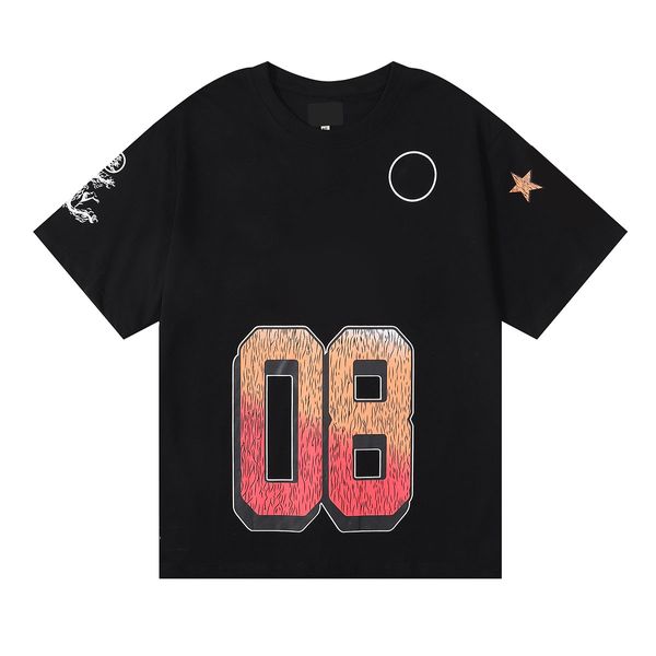 2023 Designer T-Shirt Letter Shirt Tops Populäres Logo Tees Hip Hop American Fashion Flame Logo Gedrucktes lockeres Kurzarm T-Shirt für Männer und Frauen Schwarz Weiß S-XL