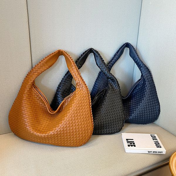 Брендовая дизайнерская тканая кожаная женская сумка на плечо высокого качества, роскошная кожаная сумка-тоут, вместительная сумка-тоут, повседневная универсальная сумка