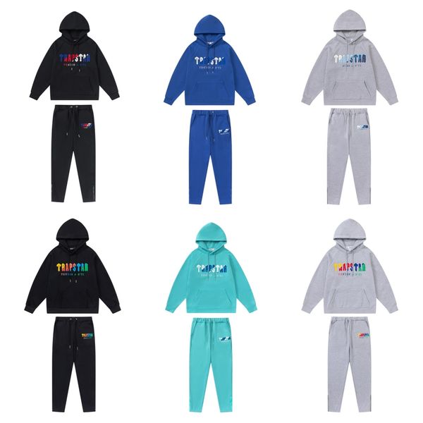 Mens Trapstar Tracksuits Designer Tech Track Ternos Hoodies Europa American Basquete Futebol Rugby Duas Peças De Pelúcia Carta Decoração Grosso Hoodies Homens Calças