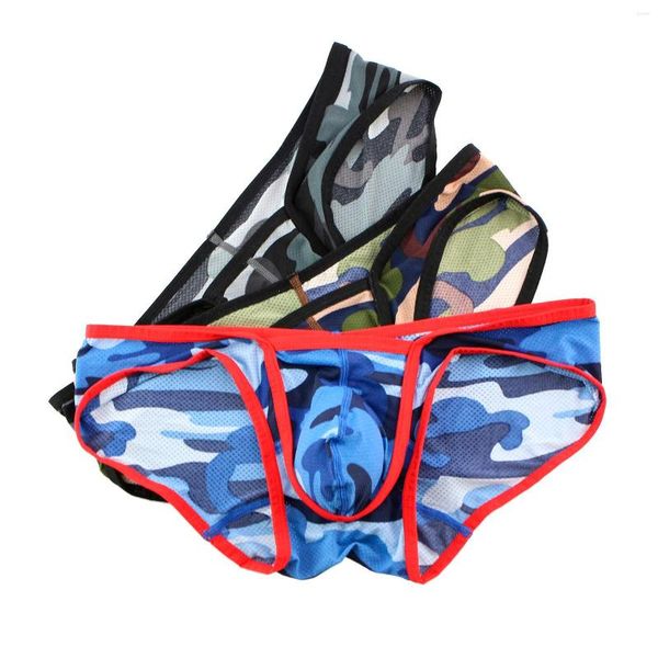 Mutande Intimo da uomo Boxer Trunks Camouflage Vita bassa Slip in rete tridimensionale traspirante Sexy per uomo