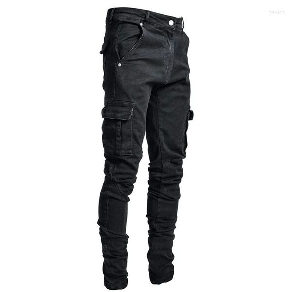 Jeans da uomo 2023 Pantaloni Casual Denim Cargo Cotone Multitasche Fashion Street Tasche laterali Matita