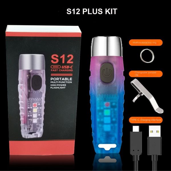 Tragbare Schlüsselanhänger-Taschenlampe, 610 Lumen, Typ C, tragbares, leistungsstarkes Blitzlicht, multifunktionale Outdoor-Notfall-Taschenlampe