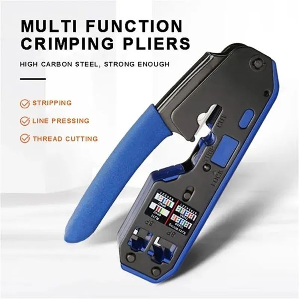 Cavo per crimpatura di rete RJ45 8P 6P Passante per crimpatrice All-in-one compatto con EZ Maniglia per crimpatura per cavi Clip Spine modulari