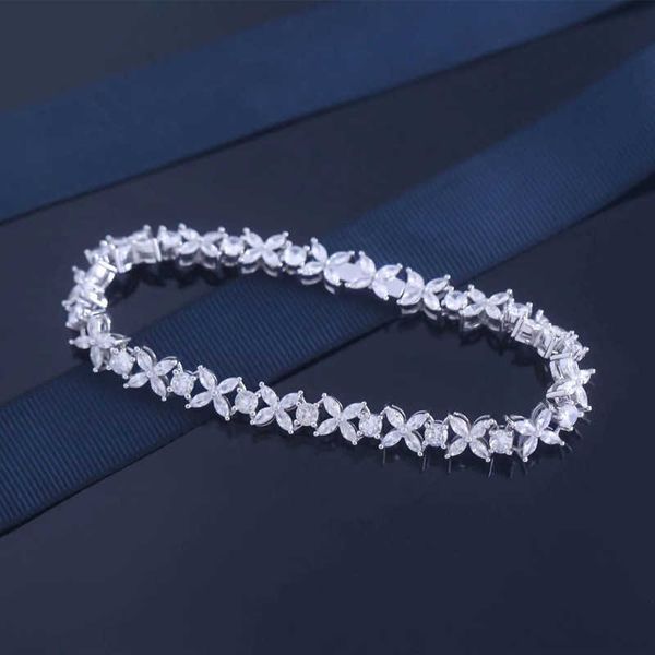 Tiff-Armband, Designer-Schmuck, luxuriöser Modeschmuck, S925-Sterlingsilber, Stammbaum, runder Diamant, Kristall-Blumen-Armband, feminines, hochwertiges Schmuckzubehör