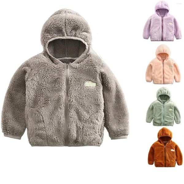 Giacche 1 Cappotto H per bambini di 8 anni Abbigliamento con cerniera per ragazzi e ragazze ispessito con cappuccio in corallo per bambini