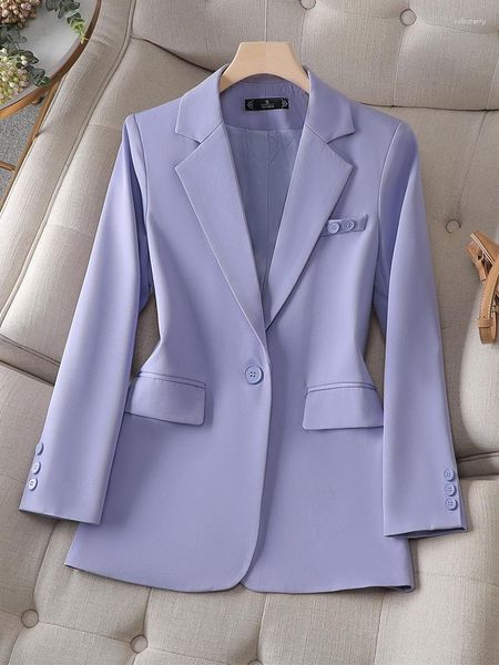 Ternos femininos feminino blazer 2023 outono inverno em roxo damasco feminino manga longa elegante moda negócios formal escritório senhora jaqueta casaco