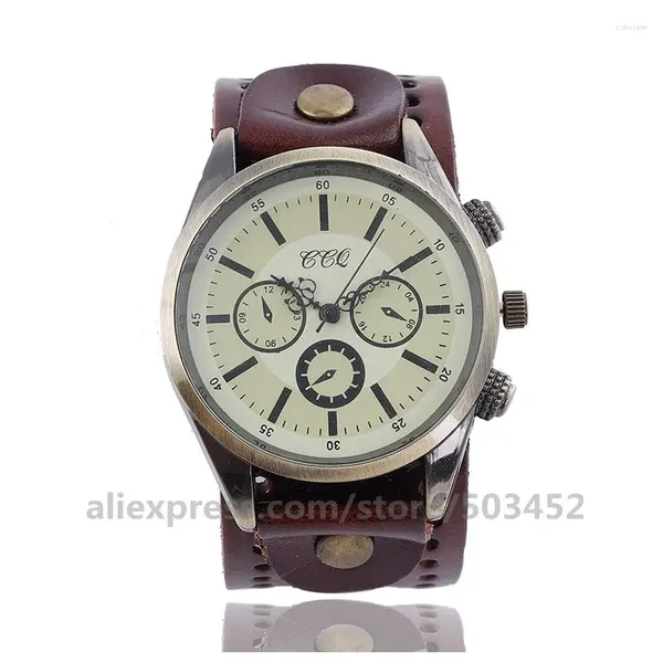 Armbanduhren 100 teile/los CCQ 920042 Retro Stil Leder Uhr Mode Unisex Montre Femme Vintage Großhandel Armbanduhr Frauen