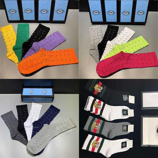 Kutu Erkek Designer Socks Womens ile Sonbahar Kış Örgü Hayvanlar Baskılı Moda Kaplan ve Kurt Başlı Sock Nakış Pamuk Pamuklu