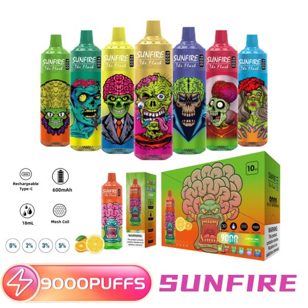 Sigarette all'ingrosso e sigarette originale Sunfire 9000 sbuffi sapori popolari sigarette elettroniche usa e getta 10 flavours decabili vapore float penna vapers desechebili shenzhen