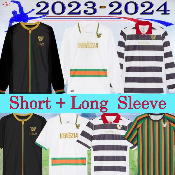 23 24 Venezia FC Konzept Fußballtrikots Heim Schwarz Auswärts Weiß Dritter Blau 4. ARAMU FORTE Venedig 2023 Langarm BUSIO Fußballtrikots 3. Adukt Uniformen