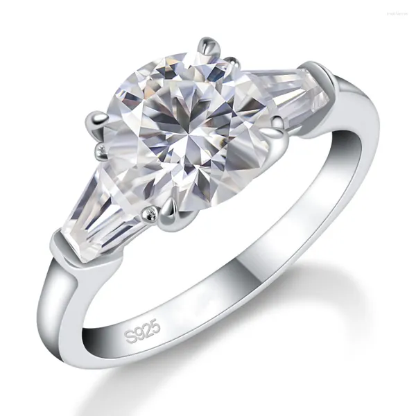 Küme Halkaları Moissanit Ring için Kadınlar Nişan Laboratuvarı Elmas Alyans 925 STERLING Gümüş Yuvarlak Kesim 2.8Ct D Renk VVSI Takı