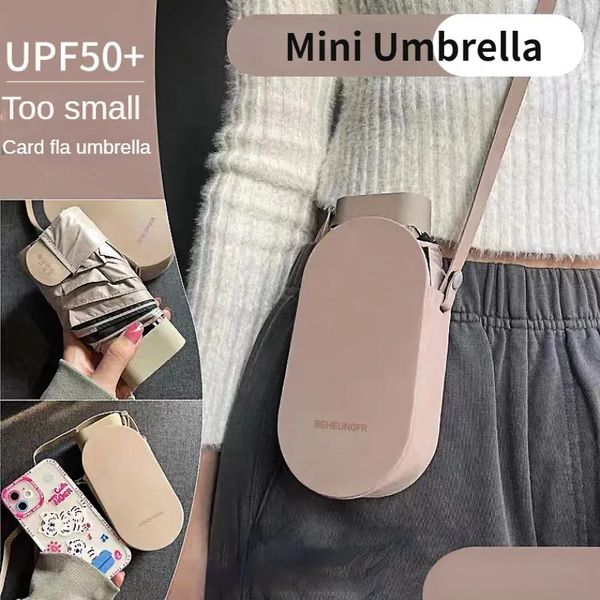 Guarda-chuvas Mini guarda-chuva de bolso compacto para mulheres luz 6 dobras proteção solar UV sol e chuva bolsa de cartão pequena guarda-chuvas paraguas mujer 231007